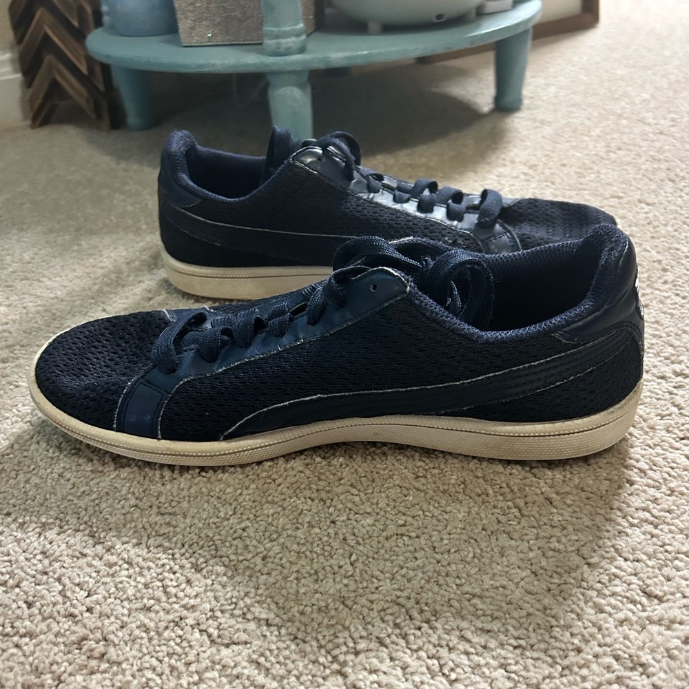 PUMA Smash Knit men's fashion sneakers navy blue and white 8.5